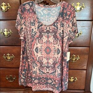 Lucky Brand Brown Tan Graphic Short Sleeve Tee